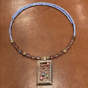 Choker silver beaded necklace